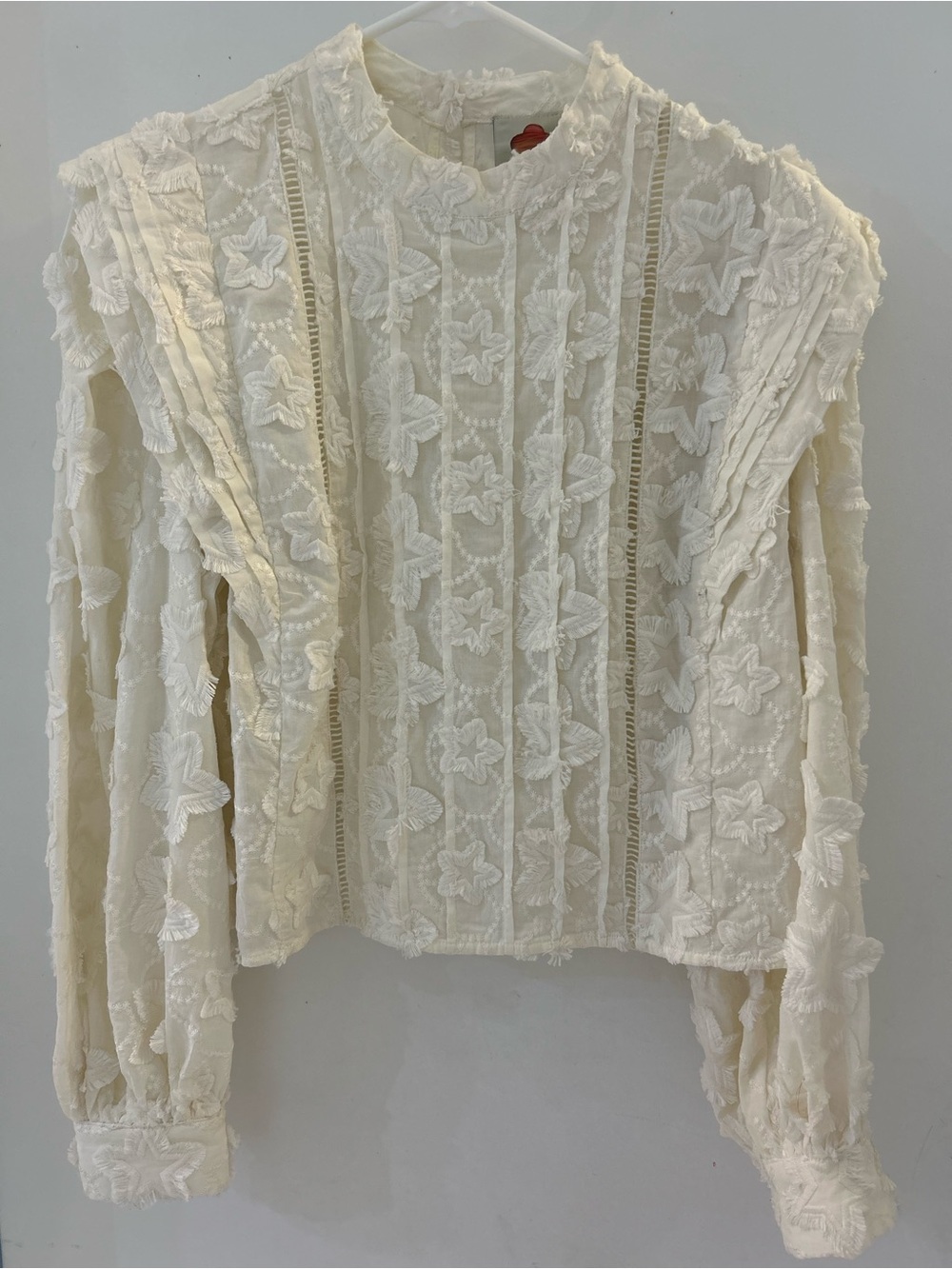 FARM Rio Ivory Blouse w Puff Shoulders shirt S - Picture 5 of 9